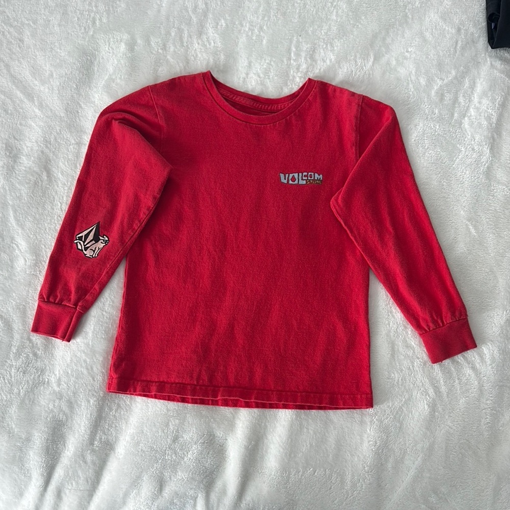 Volcom Red Long Sleeve Tees Casual Cotton Blend